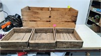 4 Wooden Crates. (3 small & 1 large)