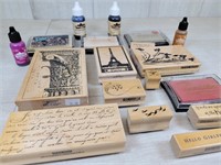 10 Wood Stamps & Ink - Hampton, Hero, etc.