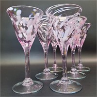 6 Pink & White Big Thick Wine Glasses