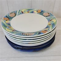 6 Lynns Stoneware Plate Fish & 4 Blue