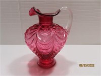 Cranberry Glass Red handled 9" Pitcher