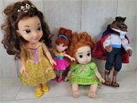 4 Disney Dolls - Beauty & The Beast, etc.