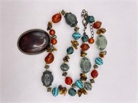 21 " Stone/Beaded Necklace Pendant Lobster Clasp