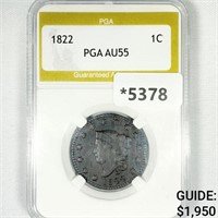 1822 Coronet Head Large Cent PGA-AU55