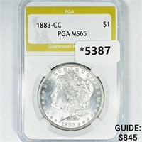 1883-CC Morgan Silver Dollar PGA-MS65
