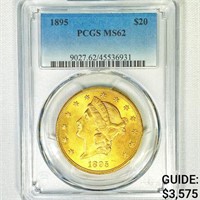 1895 $20 Gold Double Eagle PCGS-MS62