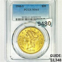 1900-S $20 Gold Double Eagle PCGS-MS61