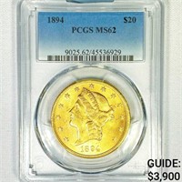 1894 $20 Gold Double Eagle PCGS-MS62