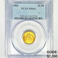 1902 $2.50 Gold Quarter Eagle PCGS-MS64
