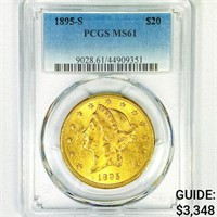 1895-S $20 Gold Double Eagle PCGS-MS61