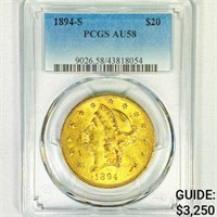 1894-S $20 Gold Double Eagle PCGS-AU58