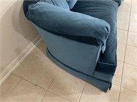 Stunning Blue Velour Sofa - Stunning 7'8"