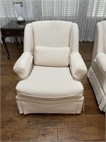 (2) Custom Creme Fabric Guest Chair