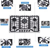 30 Inch Gas Cooktop, 5 Burners