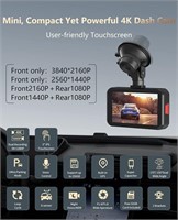 4K Dash Cam Built-in GPS Car Dashboard Camera