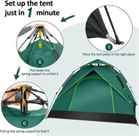 Instant Pop Up Tents for 2/3/4 Person, Tent Setup