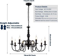 Metal 8-Light Candle-French Country Chandelier
