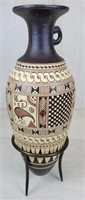 Ceramic Bud Handpainted Vase w/ Stand
