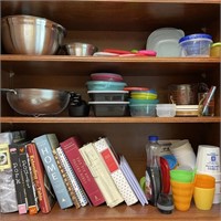 Contents of Kitchen Cabinet w/ Cookbooks