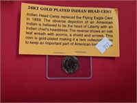 1859 GOLD PLATED INDIAN HEAD