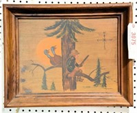 Lot #3075 - Hand painted folk style painting