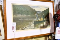 Lot #3142 - Framed print of Trout Fishing