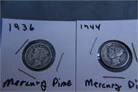 1936 and 1944 Mercury Dimes