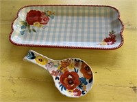 Pioneer Woman Serving Platter & Spoon Holder