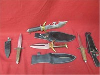 Lot of Knives in Leather Cases