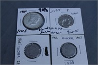 2 V Nickels, Angelou Quarter & Kennedy Half Dollar