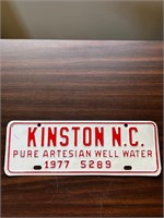 1977 pure artesian water Kinston NC license plate