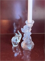 Vintage glass elephant & Angel candlestick holder