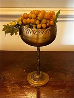 Vintage Brass chalice w plastic grapes