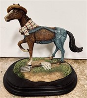 Whimsical Horse Dressed Like Farmer Figurine