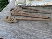 Lot of 4 Pipe Wrenches