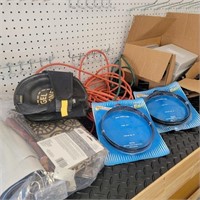 Box Lot w/ Extension Cords & Band Saw Blades