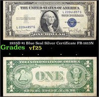 1935D $1 Blue Seal Silver Certificate FR-1613N Gra