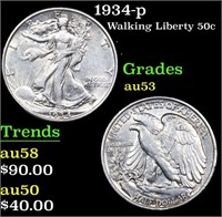 1934-p Walking Liberty Half Dollar 50c Grades Sele