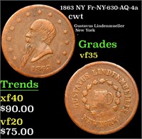 1863 NY Civil War Token Fr-NY-630-AQ-4a 1c Grades