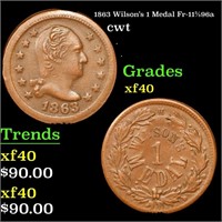 1863 Wilson's 1 Medal Civil War Token Fr-112/396a