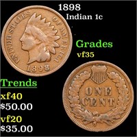 1898 Indian Cent 1c Grades vf++