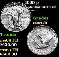 1929-p Standing Liberty Quarter 25c Grades Choice