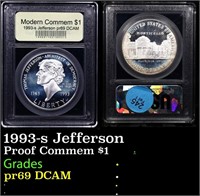 Proof 1993-s Jefferson Modern Commem Dollar $1 Gra