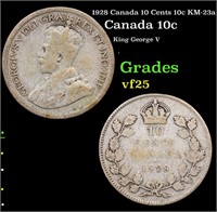 1928 Canada 10 Cents 10c KM-23a Grades vf+