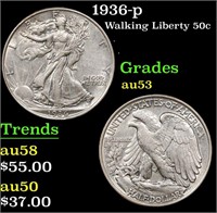 1936-p Walking Liberty Half Dollar 50c Grades Sele