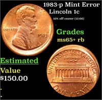1983-p Lincoln Cent Mint Error 1c Grades Gem+ Unc