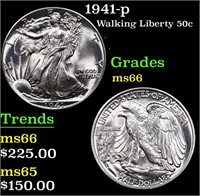 1941-p Walking Liberty Half Dollar 50c Grades GEM+