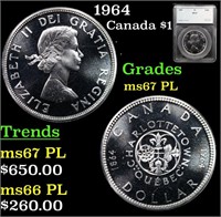 1964 Canada Dollar $1 Grades ms67 PL By SEGS