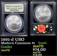1991-d USO Modern Commem Dollar $1 Graded ms70, Pe