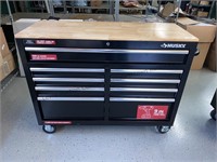 Husky 9 drawer 46x18 wood top mobile toolbox